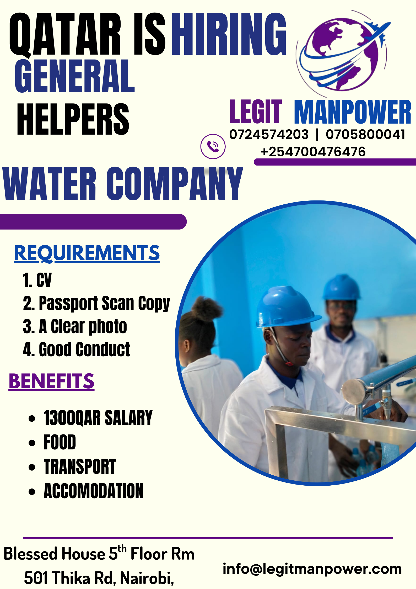 General Helpers To Water Company In Qatar